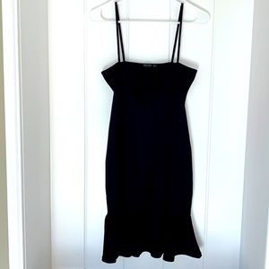 NastyGal Flip ‘Em Off Black Ribbed Mini Dress Women’s US Size 8